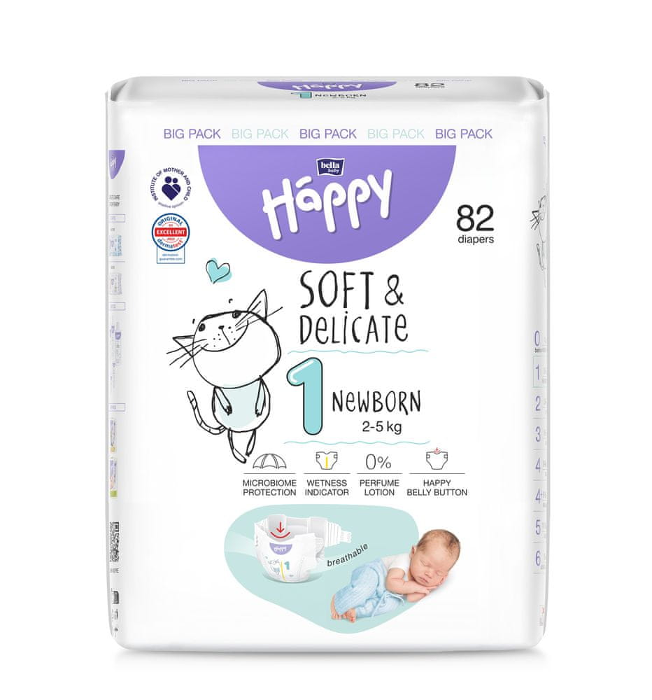 Levně Bella Happy Soft&Delicate New Born 2-5 kg Big Pack á 82 ks