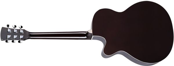  krásná akustická kytara soundsation yellowstone MJCE-SB jumbo mini velké rezonantní tělo ze smrkového dřeva standardní menzura rozeta poziční tečky western styl 