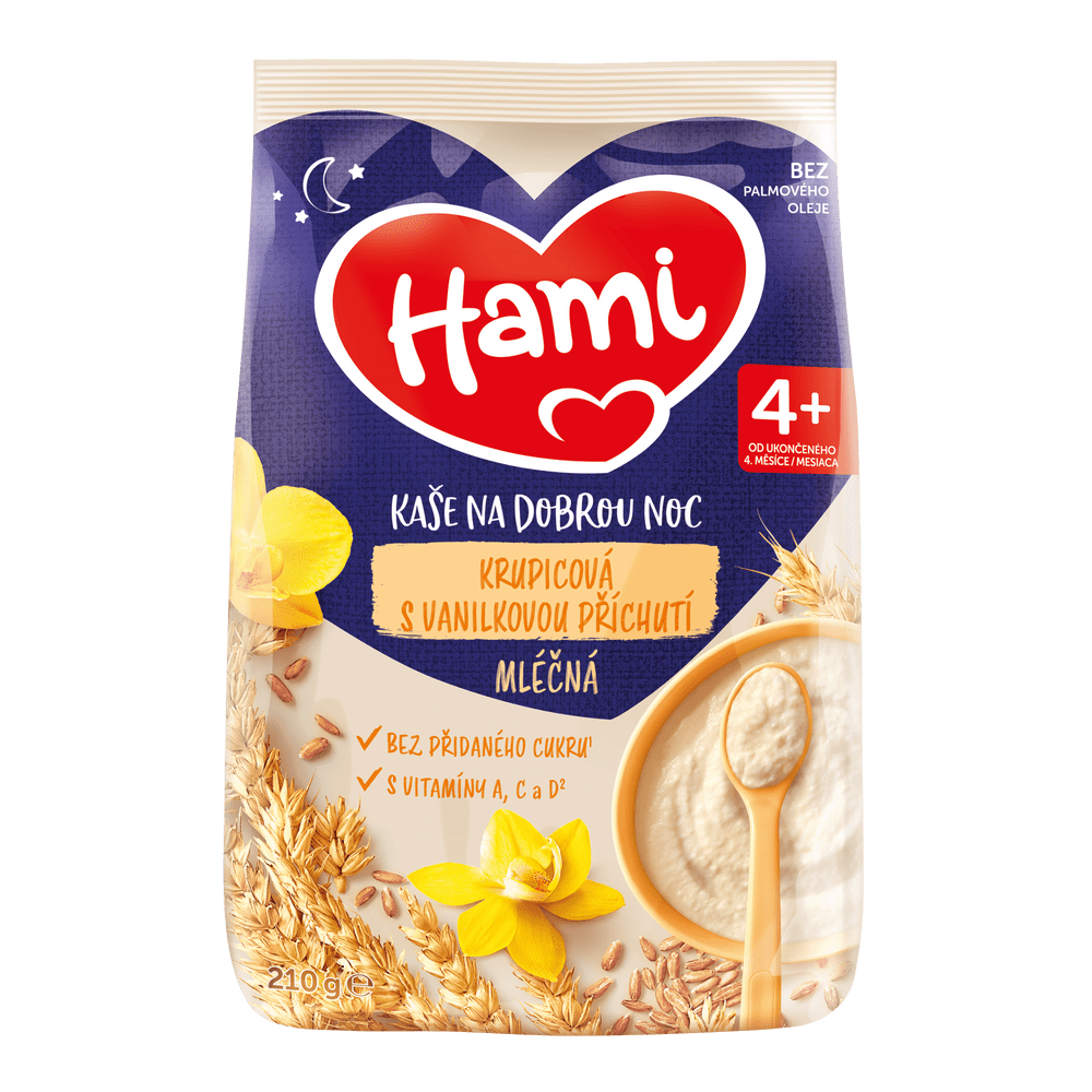 Levně Hami mléčná kaše krupicová s vanilkovou příchutí 210g