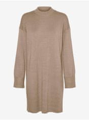 Vero Moda Béžové dámské svetrové šaty VERO MODA Goldneedle M