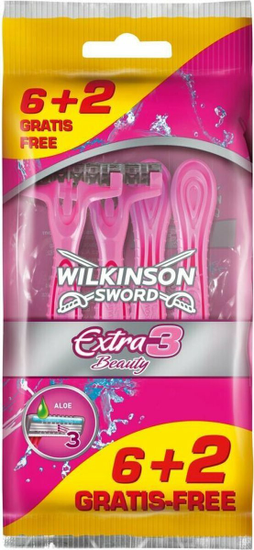 Wilkinson Sword Extra3 Beauty 6+2's dámské jednorázové žiletky (7007044B)