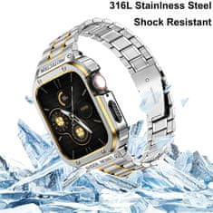 X-Site Řemínek pro Apple watch kovový 3Beads 44mm s krytem zlatý