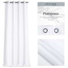 AmeliaHome Záclona Pompons bílá, velikost 140x250