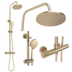 REA Sprchový set s termostatem Parot zlatý - ruční a dešťová sprcha