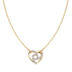 Amen Romantický pozlacený náhrdelník se srdíčkem Love CLHHGBZ