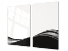 Glasdekor Ochranná deska černo bílá abstraktní vlna - Ochranná deska: 52x60cm, Lepení na zeď: S lepením na zeď