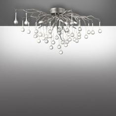 PAUL NEUHAUS PAUL NEUHAUS Závěsná lampa lustr, stříbrná, skleněné přívěsky, pěkná hra světla PN 8090-55