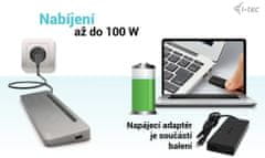 I-TEC dokovací stanice USB-C Metal Ergonomic, 3x 4K Display, PD 100W + i-tec Universal Charger 100 W