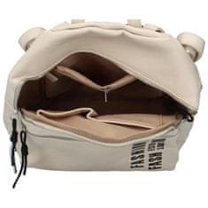 Turbo Bags Trendový dámský koženkový batoh s potiskem Lia, béžový