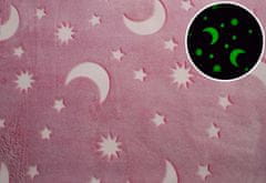 Svitap J.H.J.  Dětská mikroplyšová svítící deka Hvězdy růžové 100x150 cm