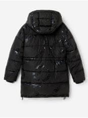 Desigual Černý holčičí zimní prošívaný kabát Desigual Letters 110-116