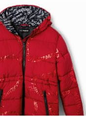 Desigual Červený holčičí zimní prošívaný kabát Desigual Letters 158-161