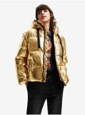 Desigual Dámská prošívaná zimní bunda s kapucí ve zlaté barvě Desigual Jiman L