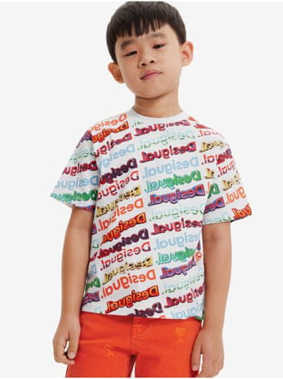 Desigual Bílé dětské vzorované tričko Desigual Logomania
