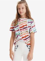 Desigual Bílé dětské vzorované tričko Desigual Logomania 134-140