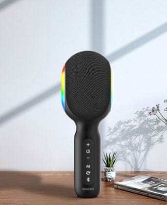  karaoke bezdrátový mikrofon lenco sencor sss k1000 nabíjecí baterie nabíjecí kabel led světla hlasové režimy tws funkce 