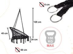 KIK KX7630_1 Houpací křeslo Čapí hnízdo s opěradlem černé 80 cm + polštáře