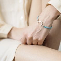 Klenoty Amber Náramek na modré šňůrce stříbrný půlměsíc