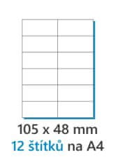 MaxOFFICE Etiketa 105x48mm/100ks A4 bílá, Labels 1/12