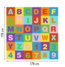 Velká pěnová podložka EVA pro děti písmena čísla 178x178 cm 36 el.