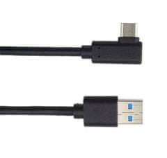 PremiumCord Kabel USB typ C/M zahnutý konektor 90° - USB 3.0 A/M, 2m