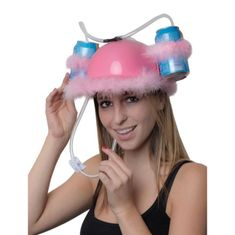 funny fashion Růžová helma s držáky na plechovky