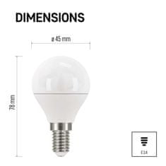Emos LED žárovka Classic Mini Globe / E14 / 5 W (40 W) / 470 lm / studená bílá