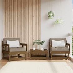 Vidaxl Zahradní židle s poduškami 2 ks medově hnědé masivní borovice
