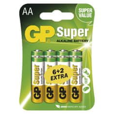 GP Alkalická baterie GP Super AA (LR6), 6+2 ks