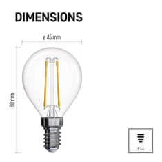 Emos LED žárovka Filament Mini Globe / E14 / 1,8 W (25 W) / 250 lm / teplá bílá