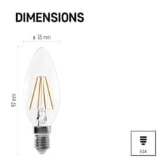 Emos LED žárovka Filament svíčka / E14 / 3,4 W (40 W) / 470 lm / teplá bílá