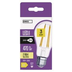 Emos LED žárovka Filament A60 / E27 / 3,4 W (40 W) / 470 lm / teplá bílá