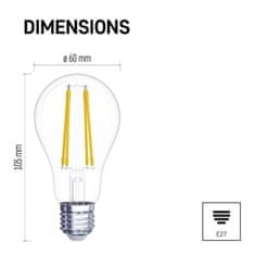 Emos LED žárovka Filament A60 / E27 / 5,9 W (60 W) / 806 lm / teplá bílá