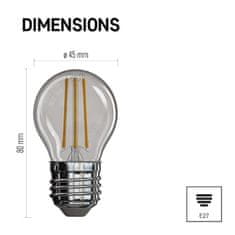 Emos LED žárovka Filament Mini Globe / E27 / 3,4 W (40 W) / 470 lm / neutrální bílá
