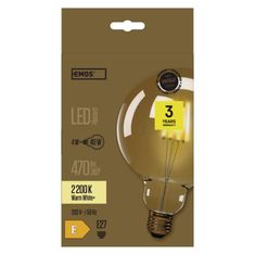 Emos LED žárovka Vintage G125 / E27 / 4 W (40 W) / 470 lm / teplá bílá