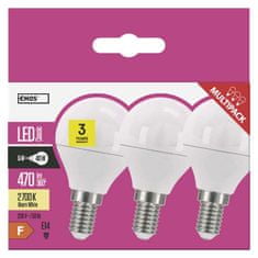 Emos LED žárovka Classic Mini Globe / E14 / 5 W (40 W) / 470 lm / teplá bílá