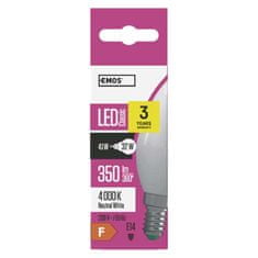 Emos LED žárovka Classic svíčka / E14 / 4,1 W (32 W) / 350 lm / neutrální bílá