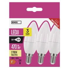 Emos LED žárovka Classic svíčka / E14 / 5 W (40 W) / 470 lm / teplá bílá