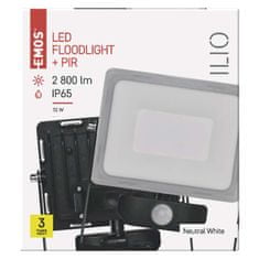 Emos LED reflektor ILIO s pohybovým čidlem, 31 W, černý, neutrální bílá