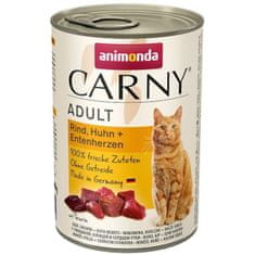 Animonda Carny cat konz. - hovězí, kuře, kachní srdce 400 g