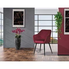 Autronic Moderní jídelní židle Jídelní židle, potah červená sametová látka, kovové nohy, černý matný lak (PIKA RED4)