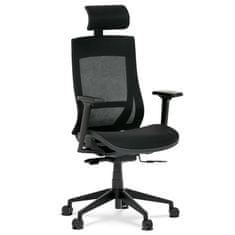 Autronic Kancelářská židle Kancelářská židle, černá MESH síťovina, lankový mech., plastový kříž, 2D područky, kolečka pro tvrdé podlahy (KA-W002 BK)