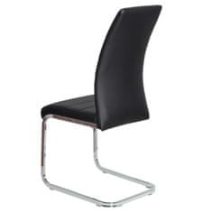 Autronic Moderní jídelní židle Jídelní židle, potah černá ekokůže, kovová pohupová podnož, lesklý chrom (DCL-408 BK)