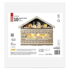 Emos LED adventní kalendář dřevěný, 40x50 cm, 2x AA, vnitřní, teplá bílá, časovač