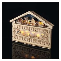 Emos LED adventní kalendář dřevěný, 40x50 cm, 2x AA, vnitřní, teplá bílá, časovač