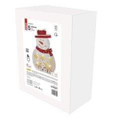 Emos LED vánoční sněhulák dřevěný, 30 cm, 2x AA, vnitřní, teplá bílá, časovač