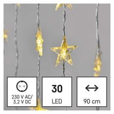 Emos LED vánoční závěs – hvězdy, 120x90 cm, venkovní i vnitřní, teplá bílá, časovač