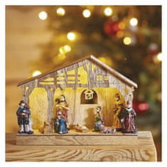 Emos LED vánoční betlém dřevěný, 19 cm, 3x AA, vnitřní, teplá bílá, časovač