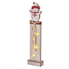 Emos LED dekorace dřevěná – sněhulák, 46 cm, 2x AA, vnitřní, teplá bílá, časovač