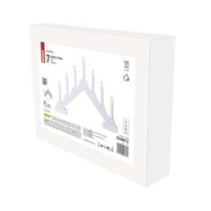 Emos LED svícen dřevěný bílý, 29 cm, 2x AA, vnitřní, teplá bílá, časovač